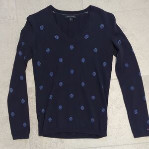 Tommy Hilfiger Navy Blue V-Neck Sweater